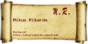 Mikus Rikarda névjegykártya